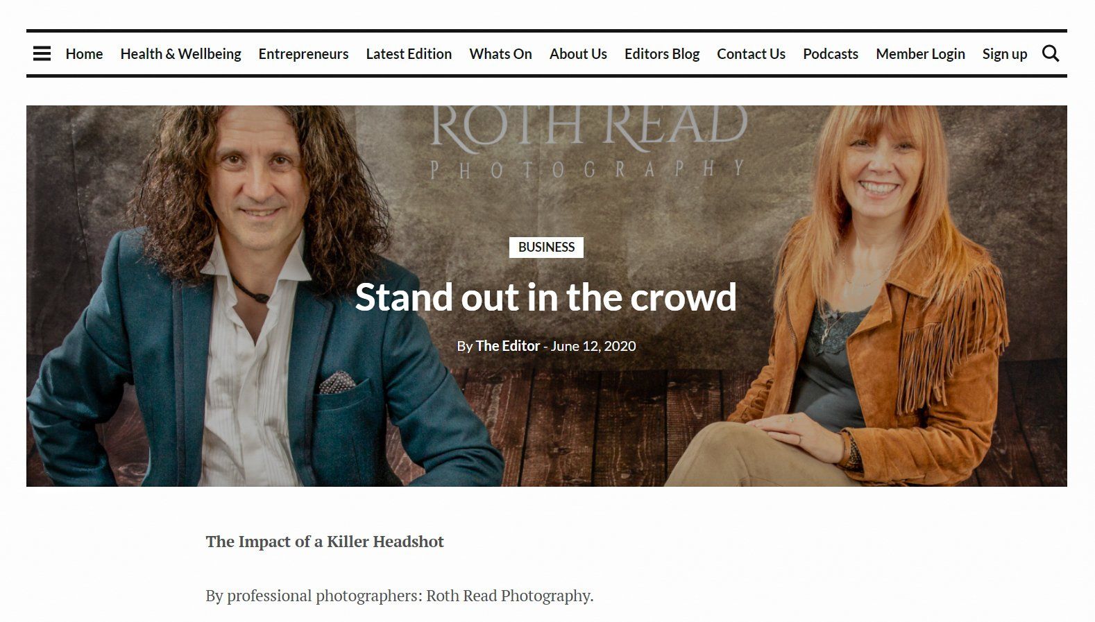 A man and a woman are sitting next to each other on a website.