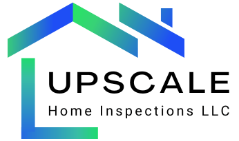 Logo for Upscale Home Inspections LLC with a house icon and green/blue gradient.
