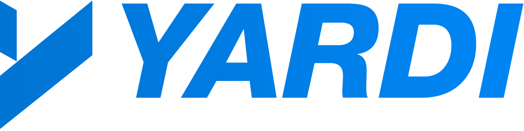 The word yardi is written in blue on a white background