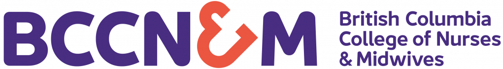 A logo for the british columbia college of nurses and midwives