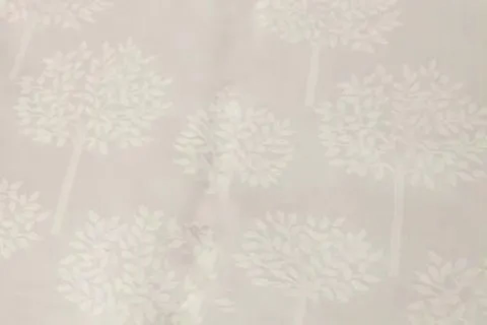 beige duvet cover with printed trees