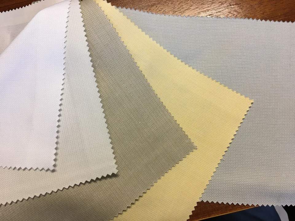 Panama tablecloths in yellow, bronze, white and cream colours