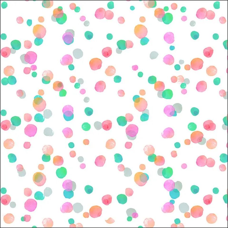 tablecloth with colourful polka dots on a white background