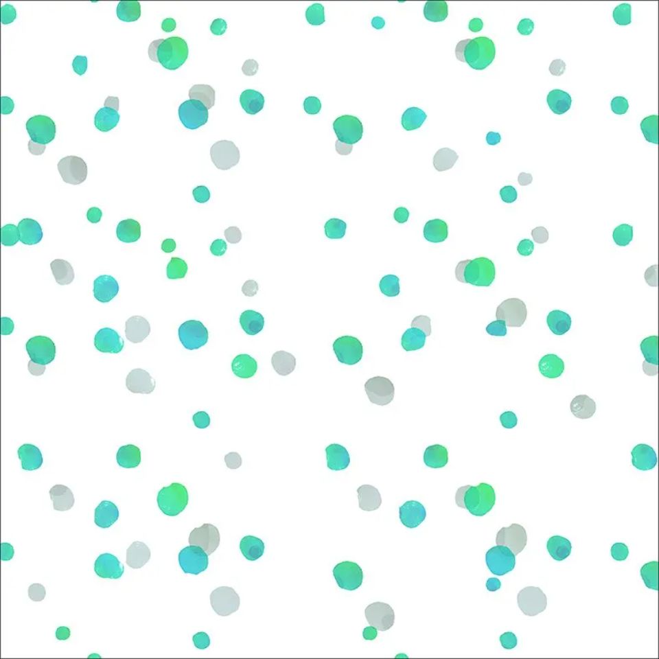 tablecloth with green polka dots on a white background