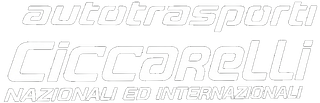Autotrasporti Cicaroli logo in white. Text in Italian, with 