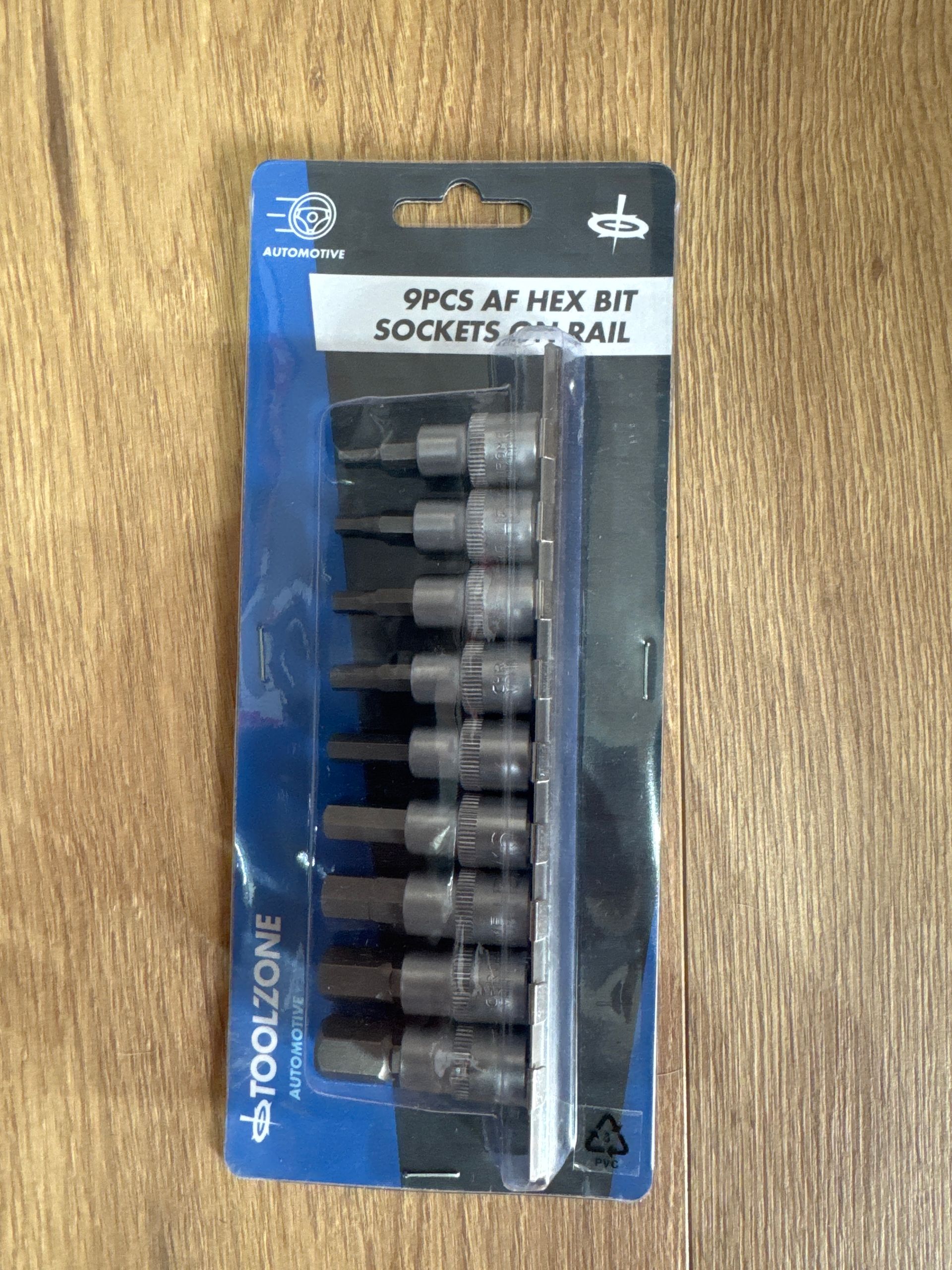 9PC AF Hex Bit Sockets On Rail