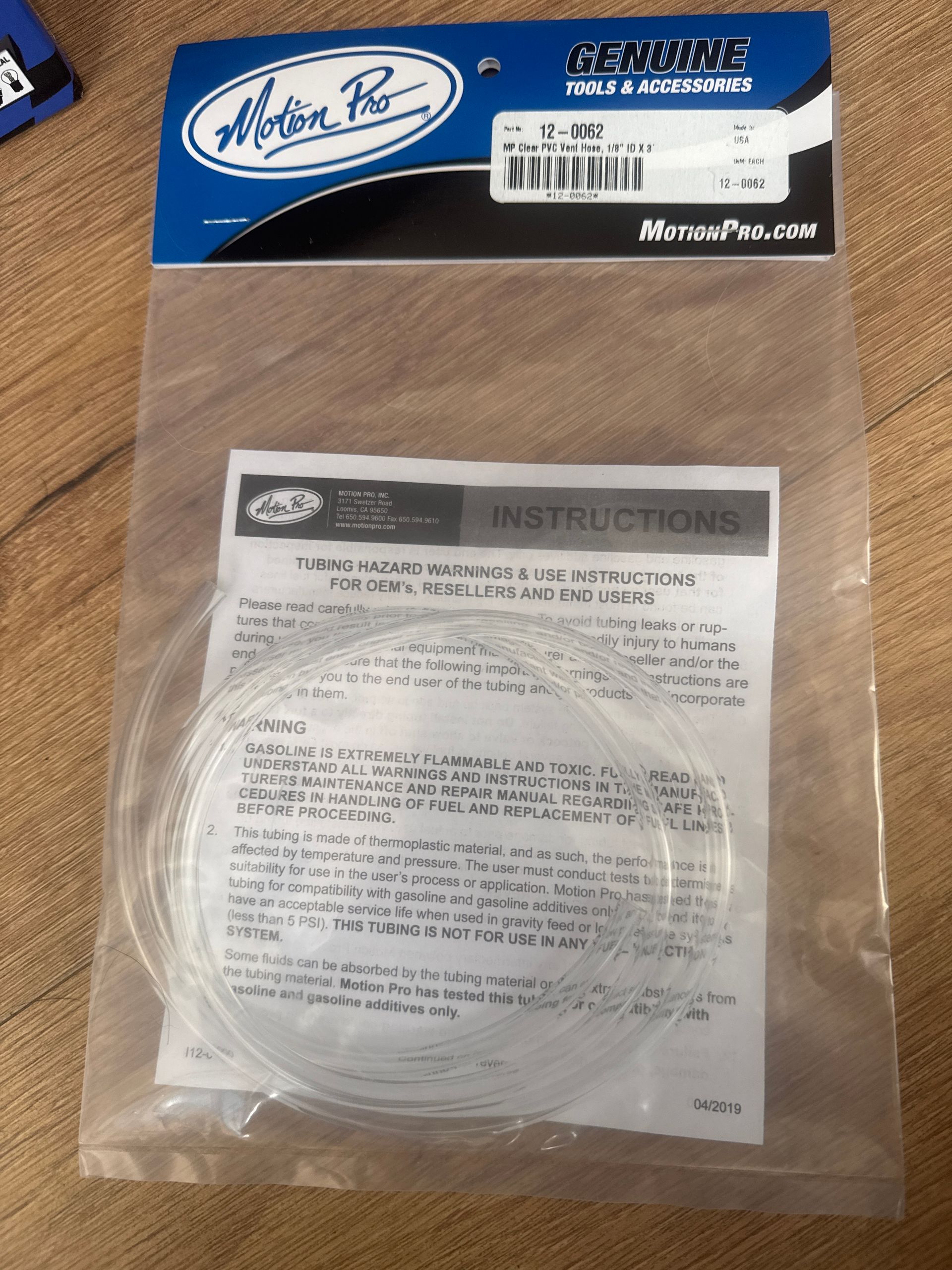 CLEAR PIPE PVC BORE 3 X ID 6mm MOTION PRO 12-0062