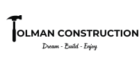 A logo for a construction company with a hammer on it.