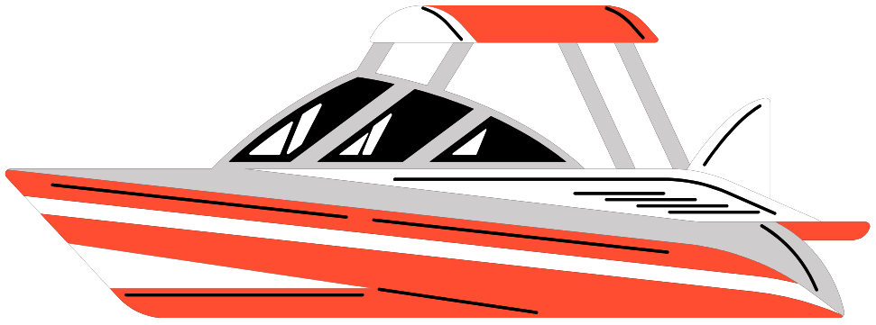 White and red speedboat with a sleek modern design on a white background