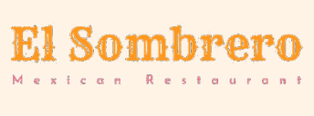 El Sombrero Mexican Restaurant logo in orange and purple text on an off-white background.