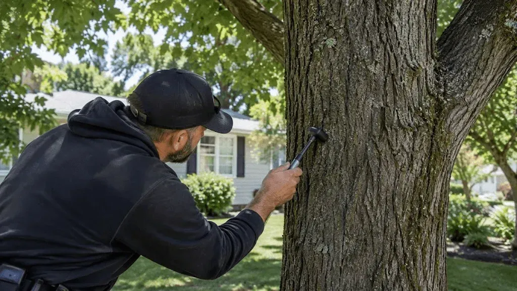 Arborist checking how do you know if a tree has internal decay with no visible damage on the outside