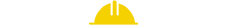 Yellow hard hat icon centered on a black horizontal line