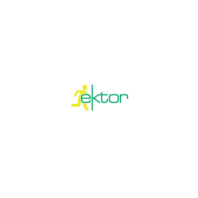Yellow running person symbol before the word 