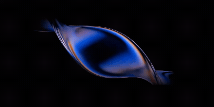 Abstract blue and orange swirl against a black background