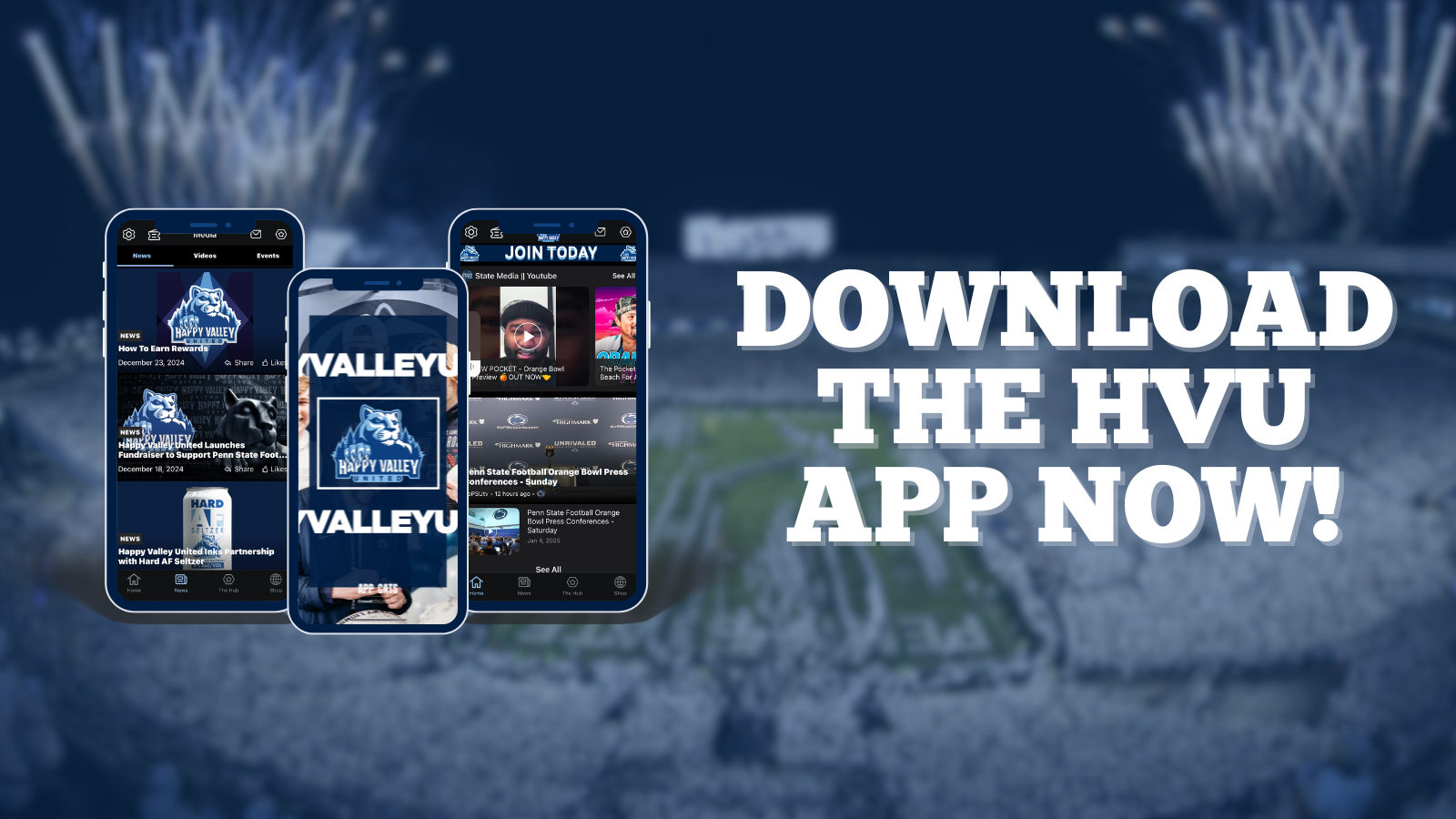 A poster that says download the hvu app now
