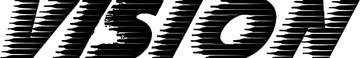 Logo VISION en caractères gras noirs italiques avec des stries horizontales, sur fond blanc