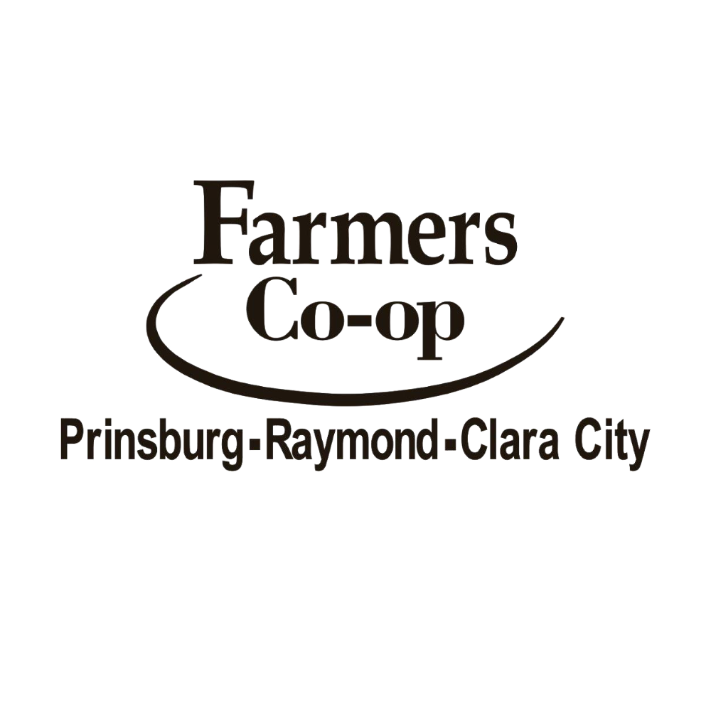 Farmers Co-op logo with Prinsburg-Raymond-Clara City text in black on white background