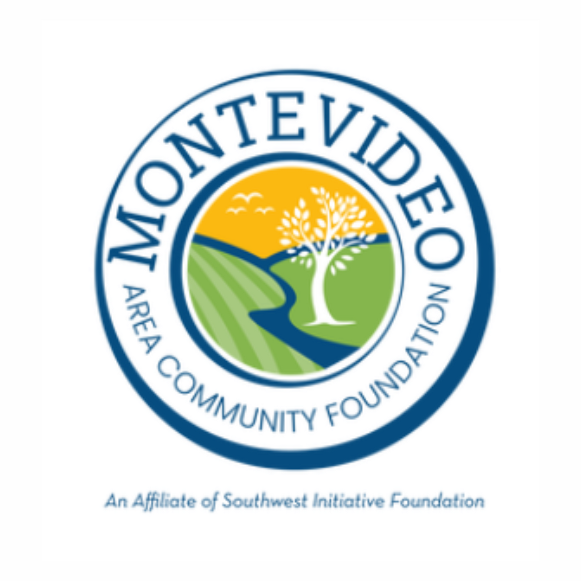 Montevideo Area Community Foundation logo with green hills, tree, and orange sun
