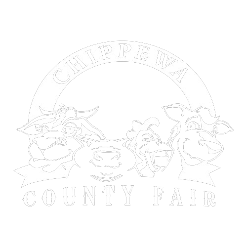 Logo for the Chippewa County Fair featuring line art of a cow, pig, and sheep under the fair's name.