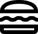 Black and white icon of a hamburger, commonly used to represent a navigation menu on a website or app.