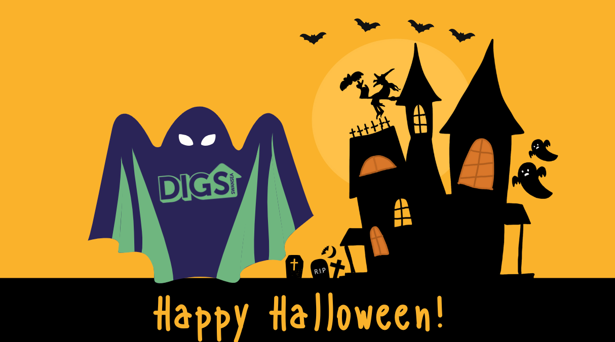 Halloween graphic: Ghost with 