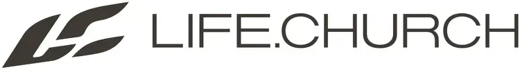 LIFE.CHURCH logo in black and gray on a white background