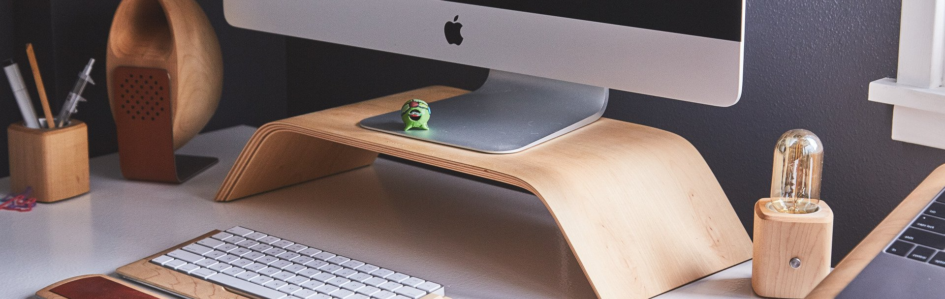 Desk With Wooden Accessories