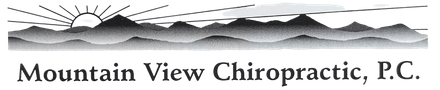 A black and white logo for mountain view chiropractic p.c.