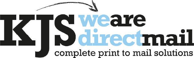 A logo for kjs weare direct mail complete print to mail solutions