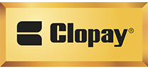 Clopay logo on a gold rectangular background