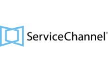ServiceChannel logo with blue icon and black text on a white background