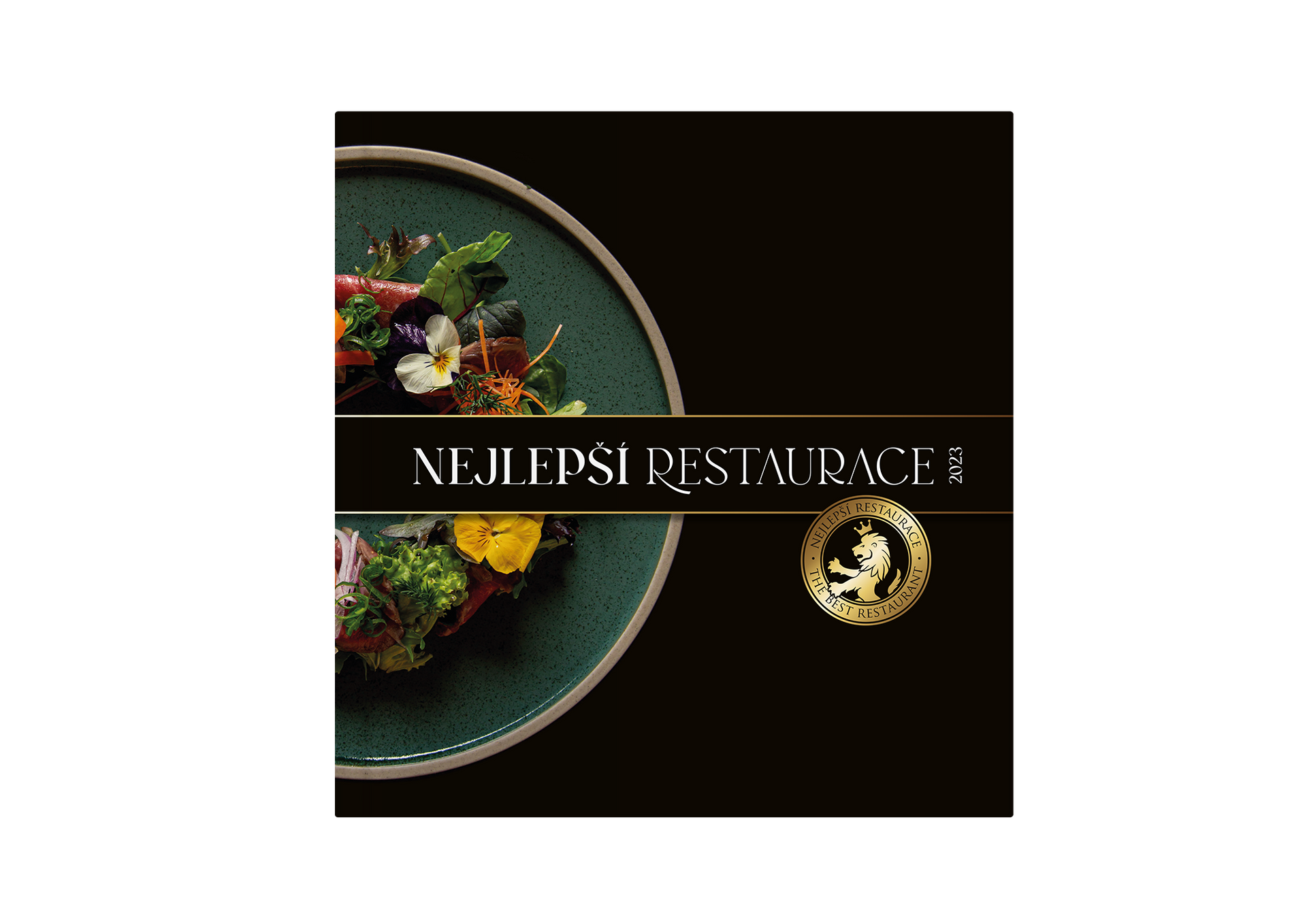 Logo restaurace Naples na černém pozadí s obrázkem pokoveného jídla a zlatým emblémem