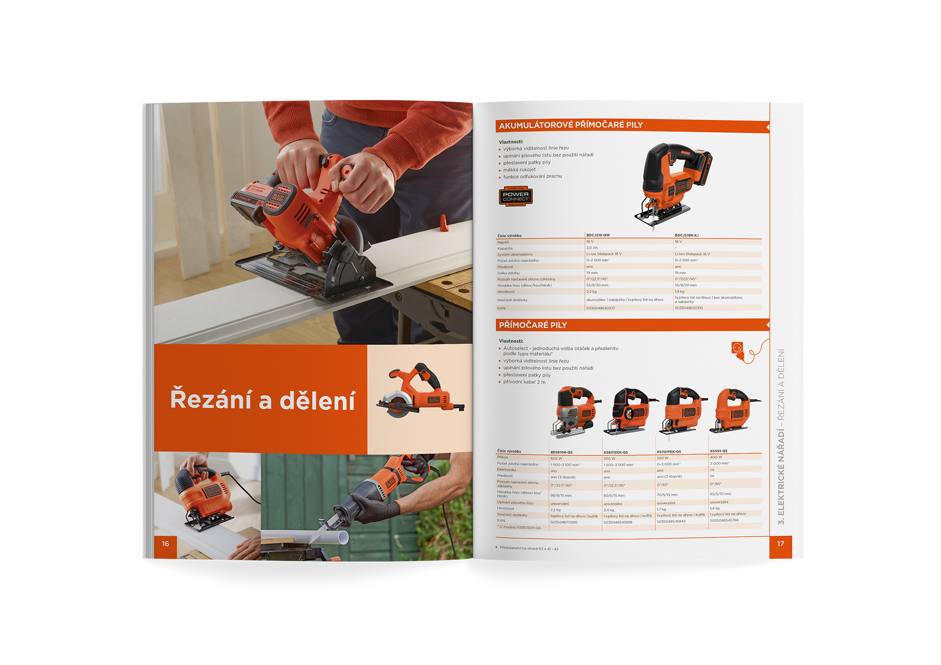 Otevřít stránku katalogu nástrojů pro oranžové přímočaré pily s fotografiemi a specifikacemi produktu.
