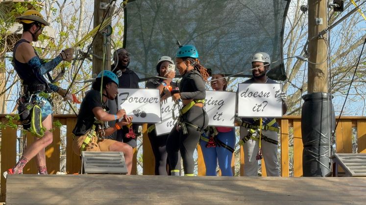 Marriage proposal in activity center