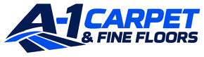 A-1 Carpet & Fine Floors logo in blue and gray with stylized floor graphic
