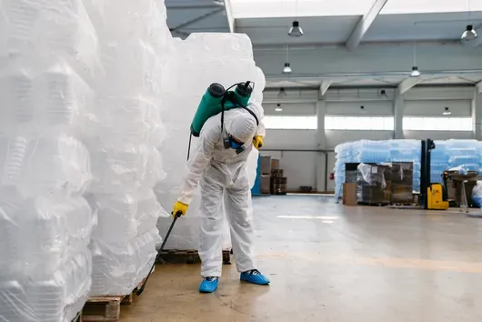 Spraying Insecticides In Warehouse Spraying Insecticides In Warehouse