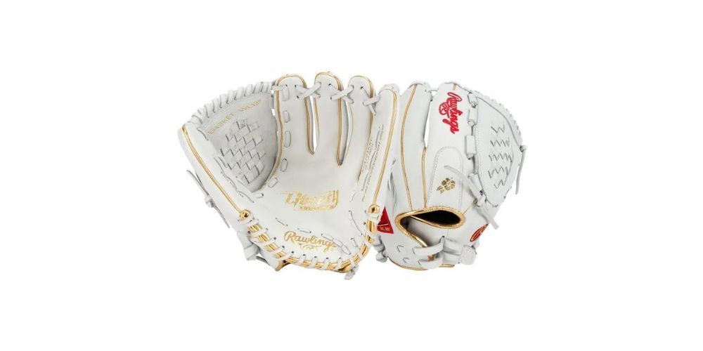 A pair of white baseball gloves on a white background.