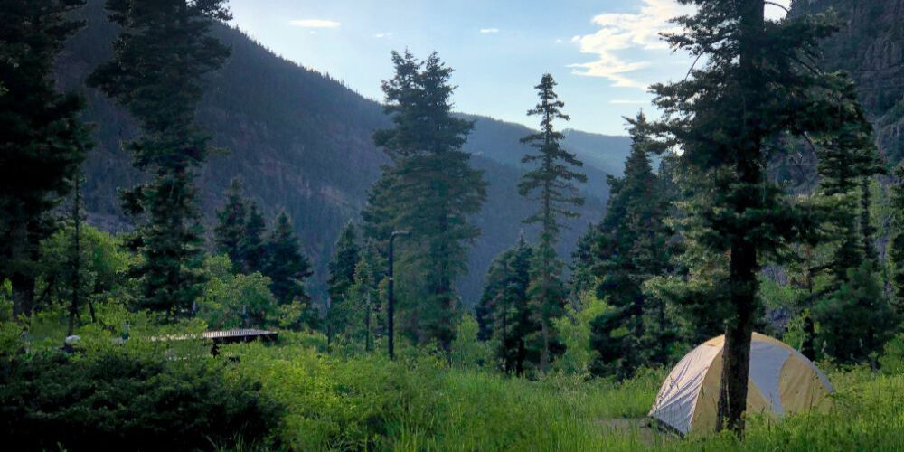 Campsite with Rocky Mountain views in Colorado