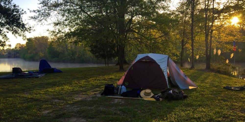 Bayou camping at Lake Fausse Pointe