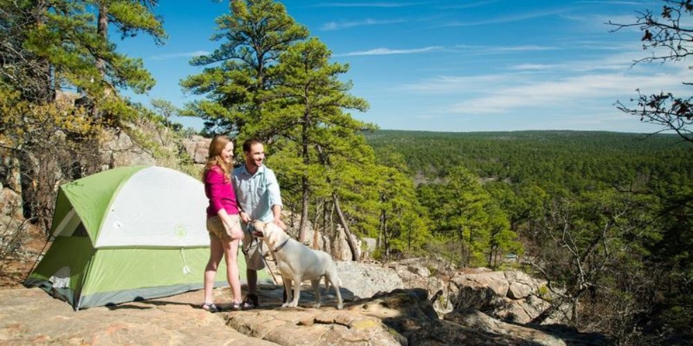 Camping at Robbers Cave State Park in Oklahoma with scenic views