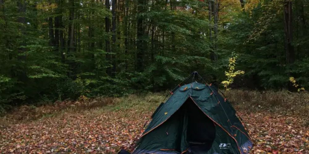 Camping at Ricketts Glen State Park in Pennsylvania with waterfalls nearby