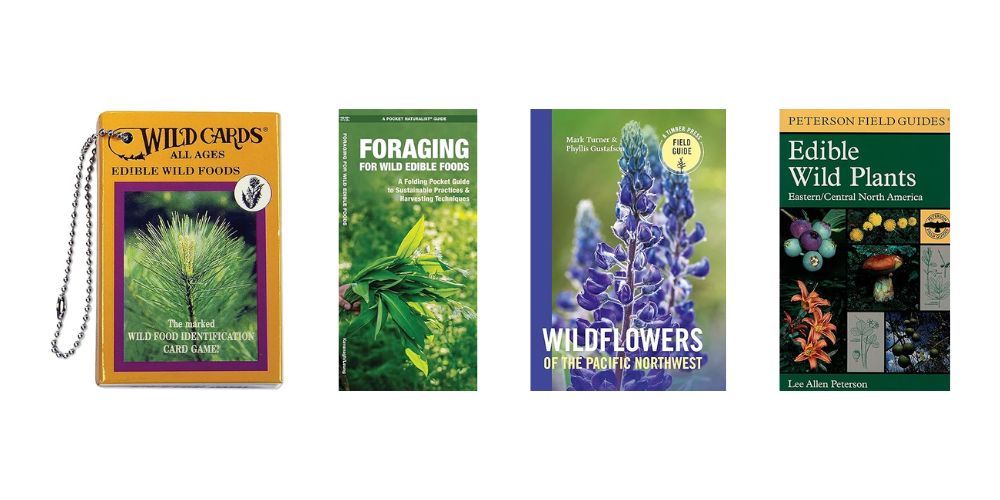 A group of books about wildflowers are sitting next to each other on a table.