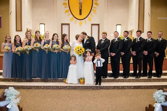 Family and friends after wedding ceremony