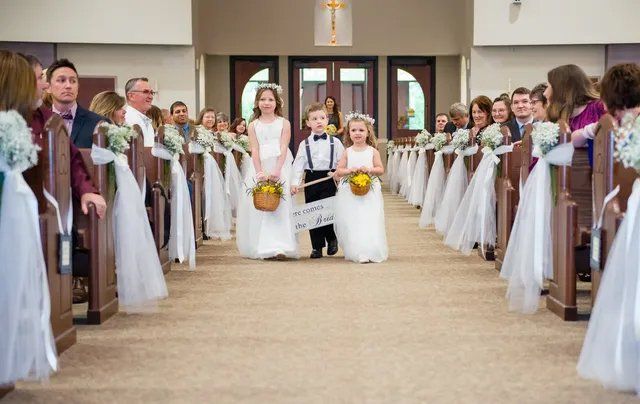 Cute little children holding baskets