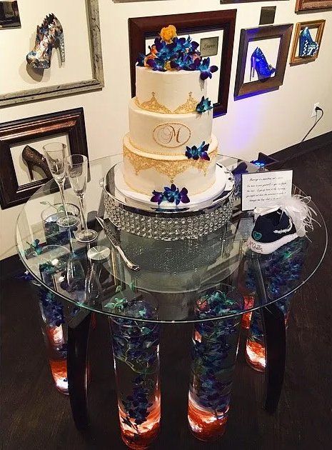 Blue and yellow theme cake