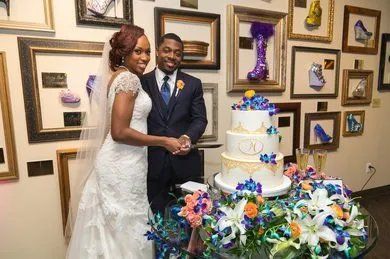 Kayla and darrius and their wedding cake