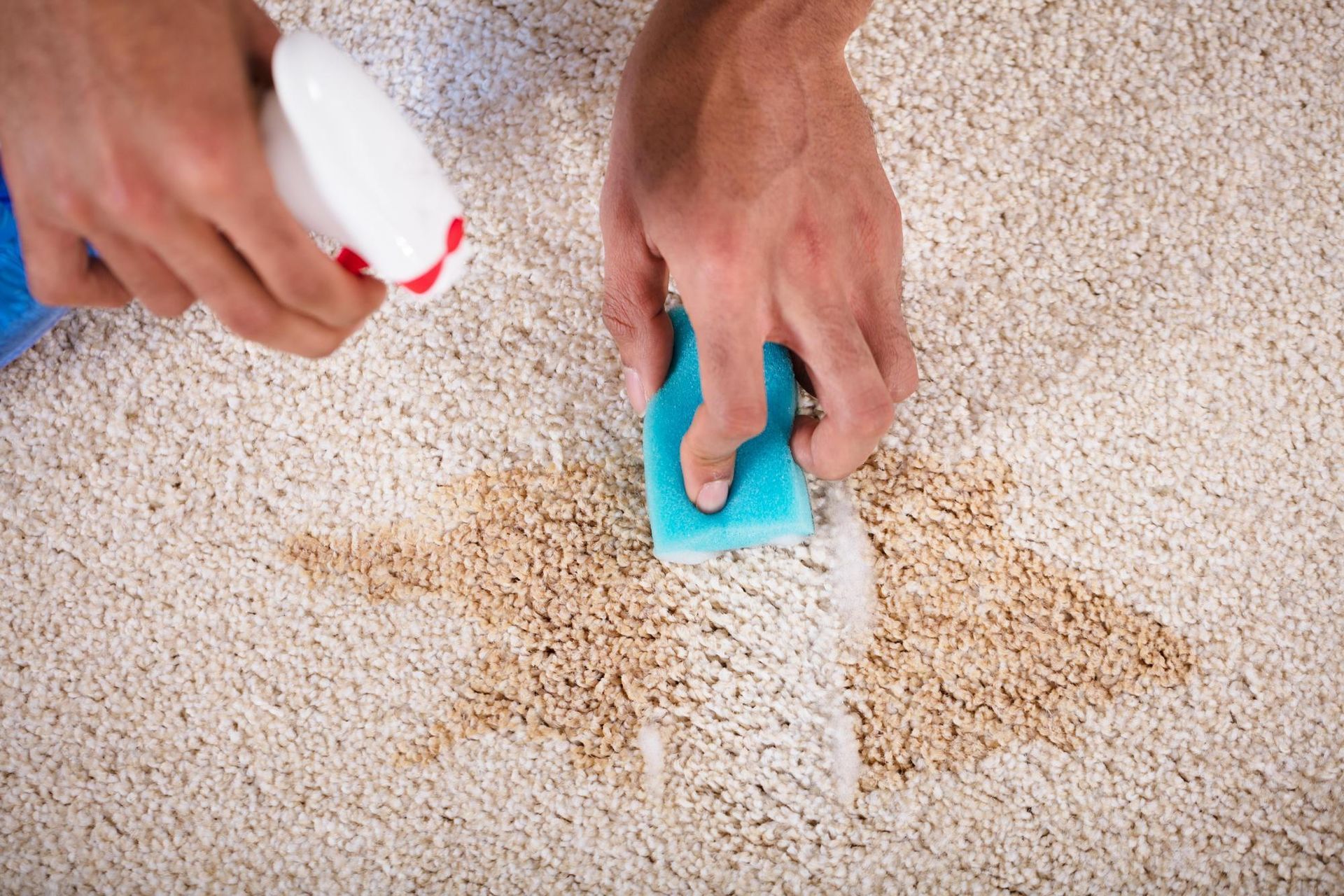 A woman is cleaning a living room with a vacuum cleaner.