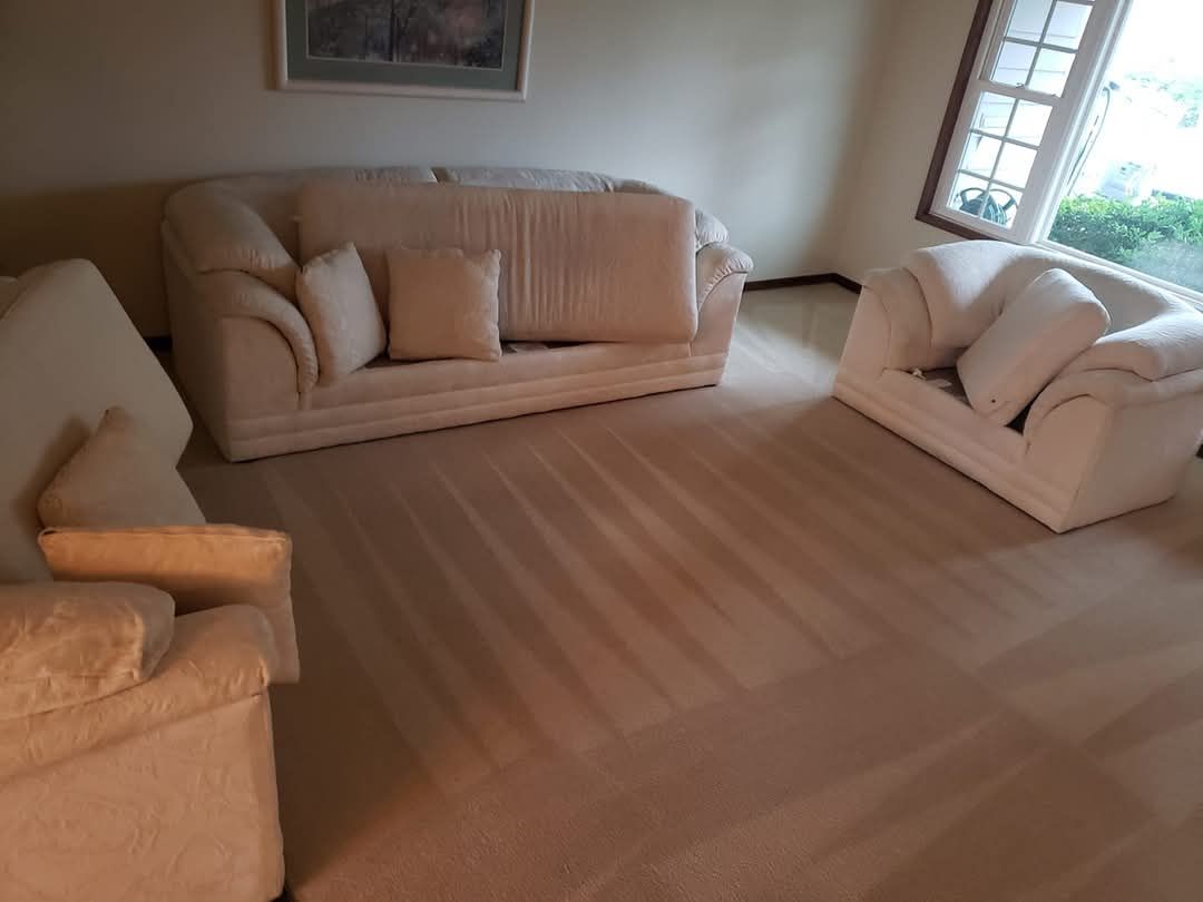 A man is cleaning upholstery in Vancouver with a steam cleaner.