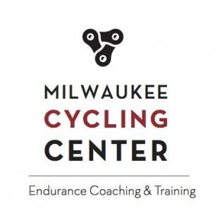Logo for Milwaukee Cycling Center: Black bike chain graphic above text in black and maroon, 