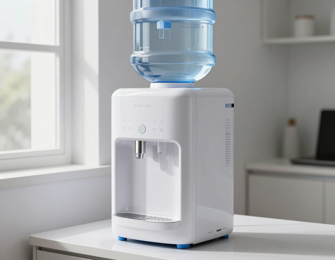Dispenser de agua moderno en espacio de trabajo